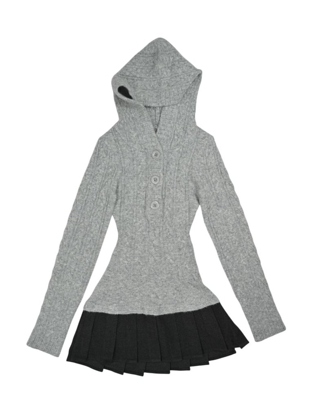Sweet Chilling Hooded Mini Dress in Grey Black